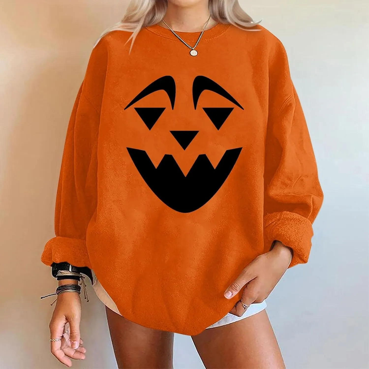 Halloween Sweatshirts for Women Fall Cute Graphic Crewneck Long Sleeve Pullover Loose Tunics Oversized Workout Hoodies
