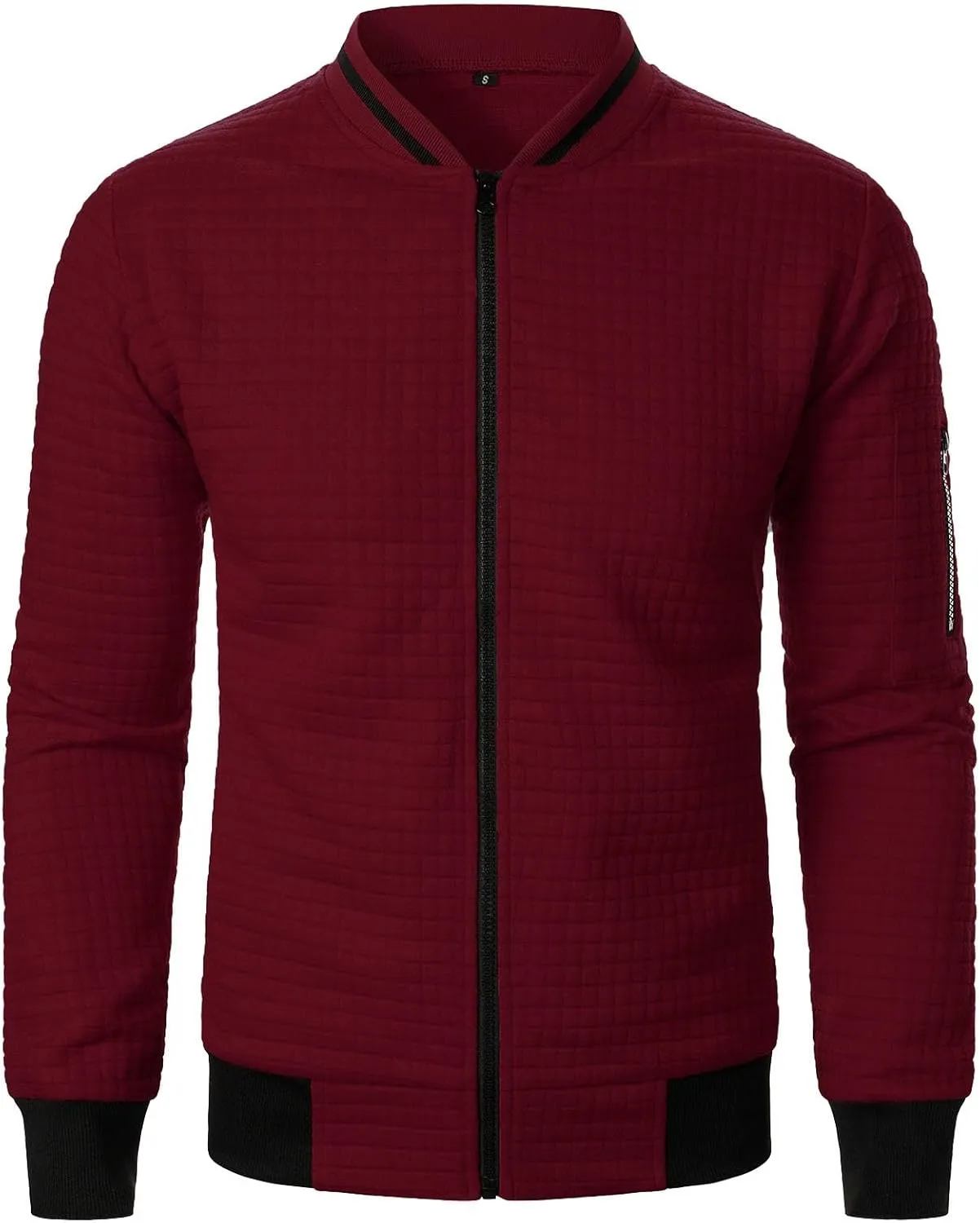 hlysgo Bomber Jacket Men, Mens Lightweight Jackets Casual Bomber Jacket Full Zip Sweatshirt Waffle Coat with Pocket