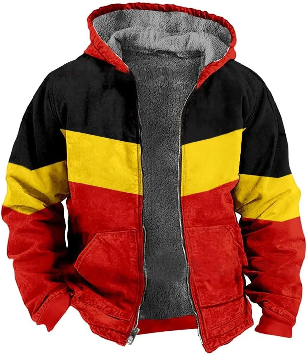 Hoodies for Men Thick Fleece Jacket Sherpa Lined Flannel Sweater Full Zip Up Hoodie Fashion Winter Warm Wool Soft Coat
