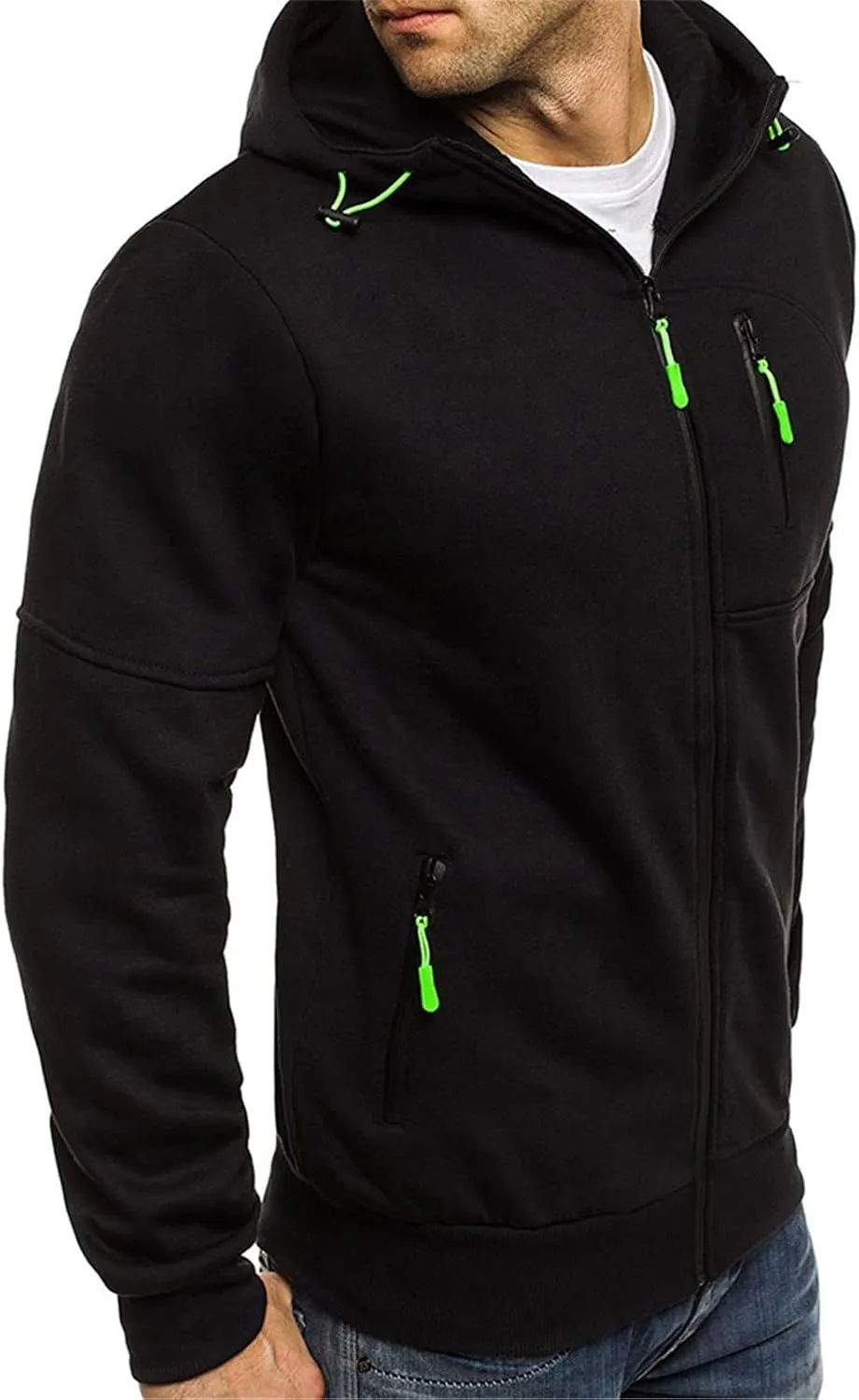 Hoodies for Men Zip Up Lightweight Casual Long Sleeve Hooded Jackets Sports Hooded Sweatshirts with Zipper Pockets