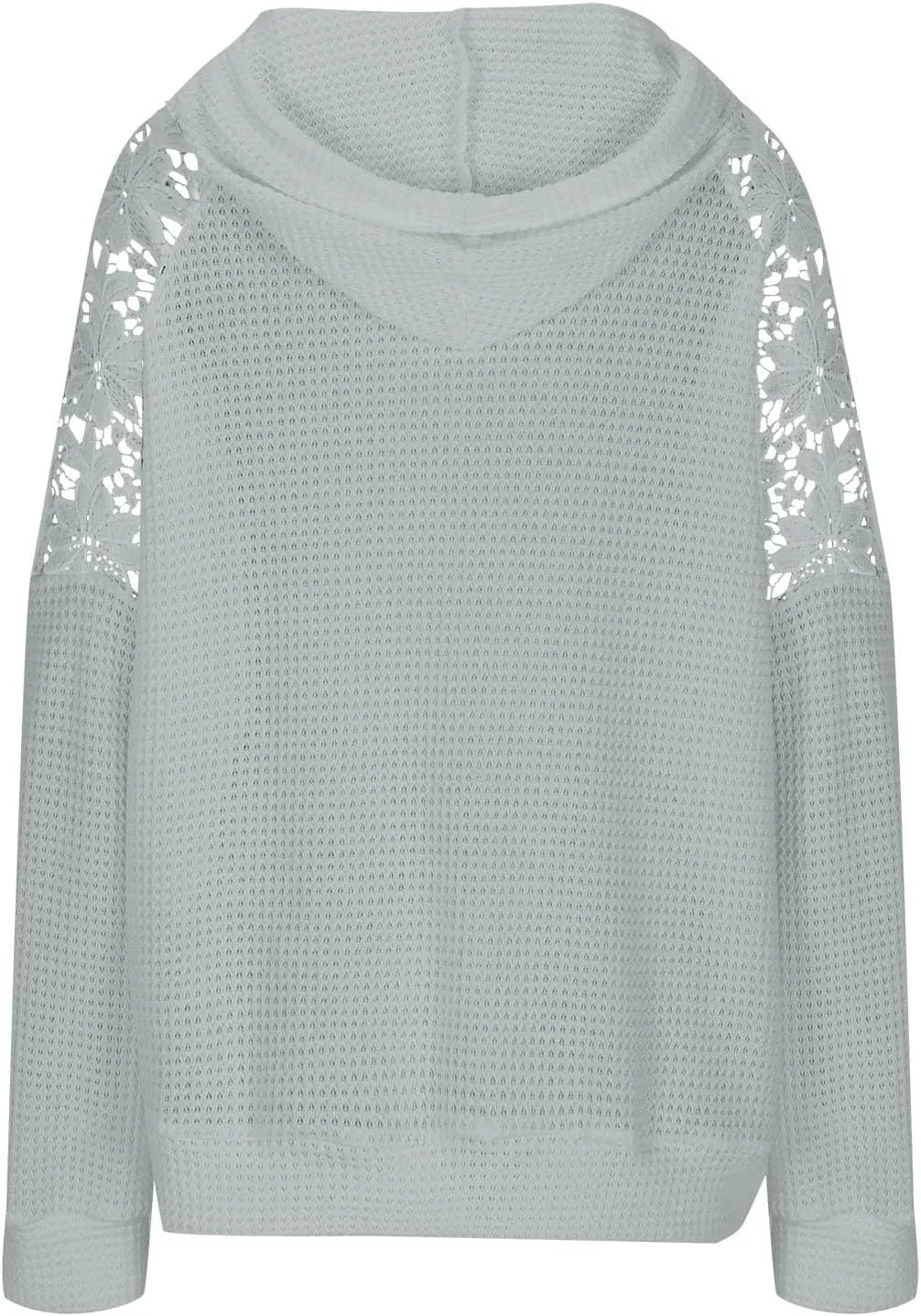 Hoodies For Women Lace Long Sleeve Drawstraing Fashion Sweatshirts Loose Waffle Knit Sweatshirt with Pocket