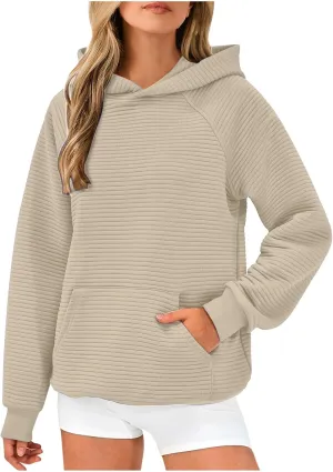 Hoodies for Women Long Sleeve Striped Cotton Sweatshirt 2024 Fall Fashion Soft Casual Pullover Tops With Pocket