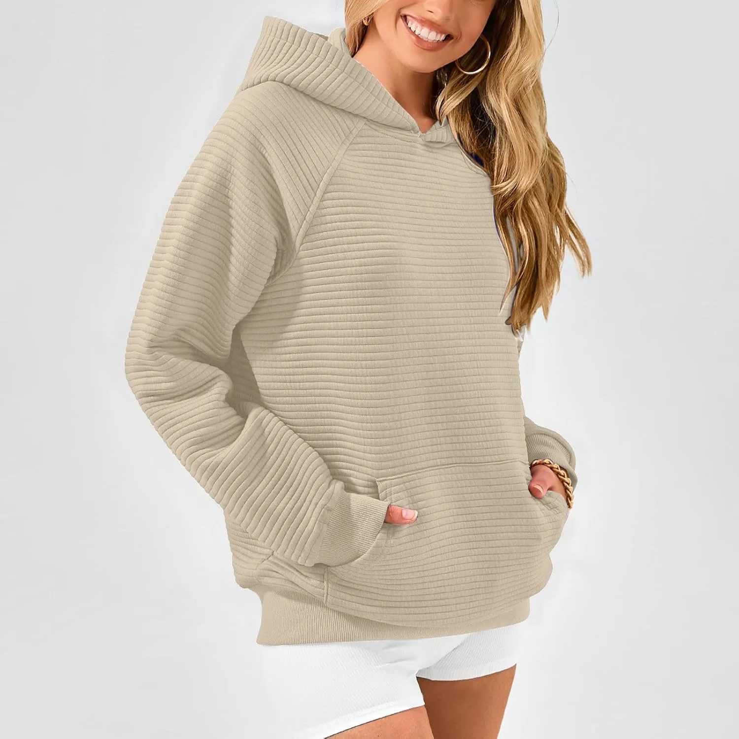Hoodies for Women Long Sleeve Striped Cotton Sweatshirt 2024 Fall Fashion Soft Casual Pullover Tops With Pocket