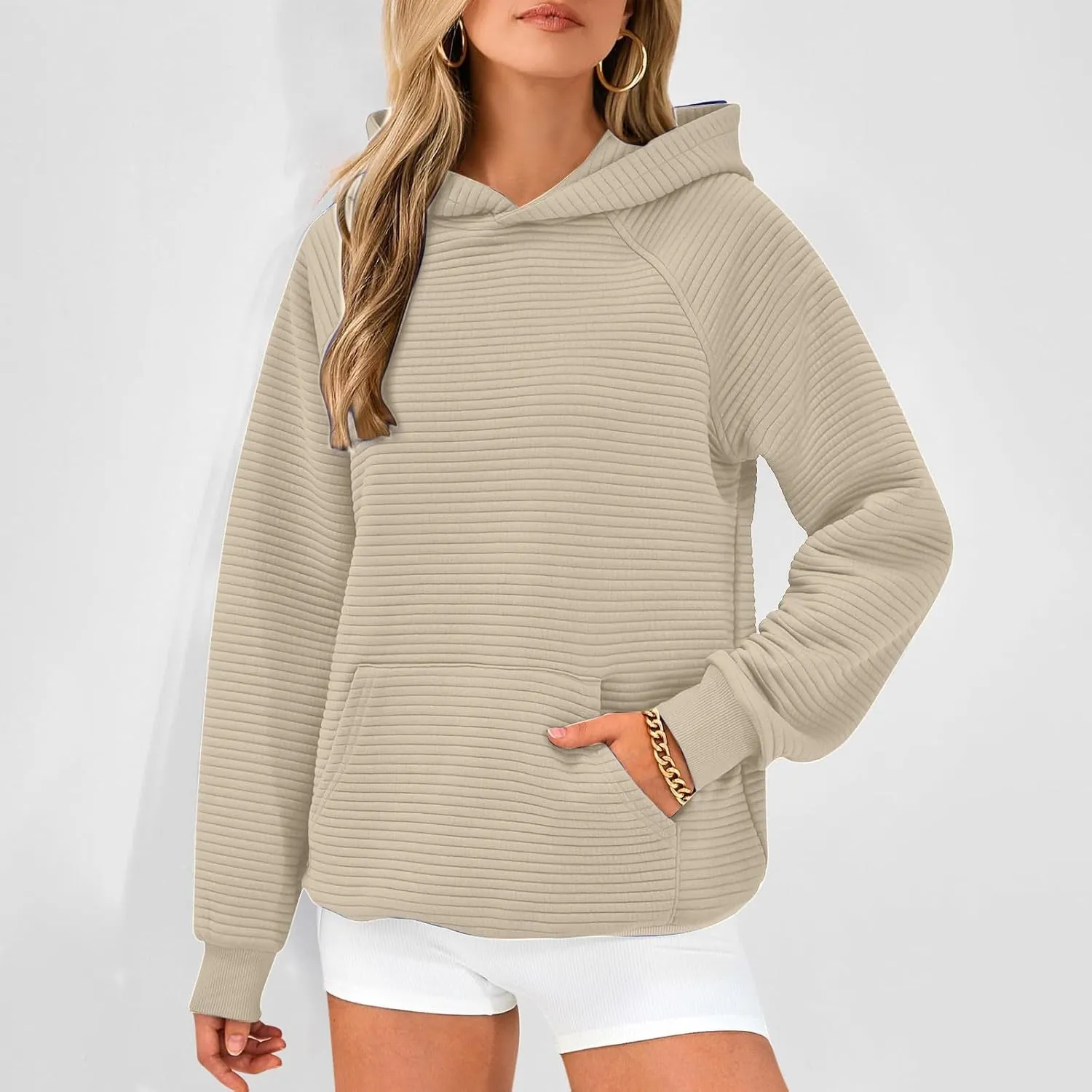 Hoodies for Women Long Sleeve Striped Cotton Sweatshirt 2024 Fall Fashion Soft Casual Pullover Tops With Pocket