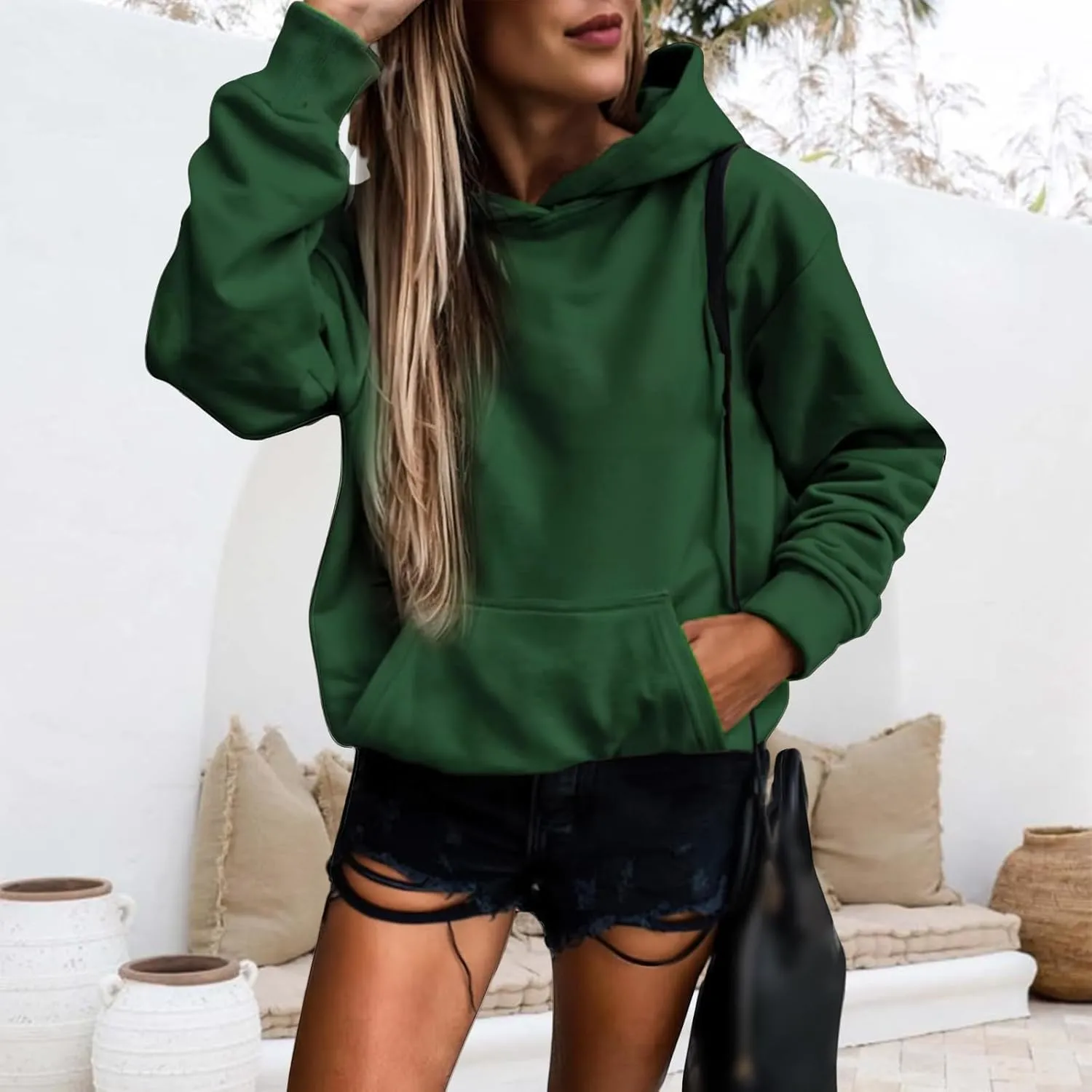 Hoodies for Women Pullover Fleece Hoodie Long Sleeve Casual Sweatshirt 2025 Loose Lightweight Tops with Pockets