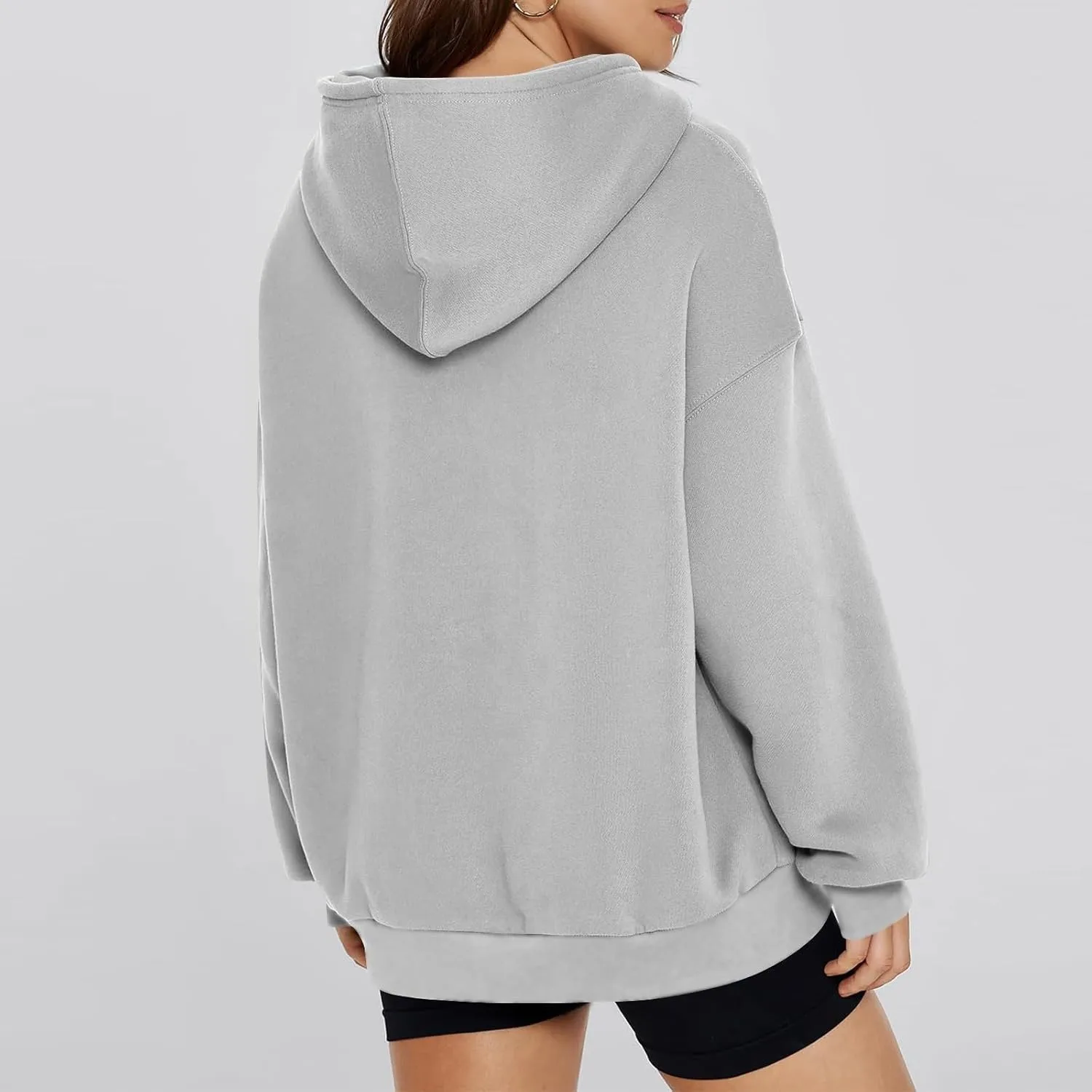 Hoodies For Women Solid Color Plus Size Tops Cozy Fleece Sweatshirt With Pocket Long Sleeve Shirts Fall Fashion Outfits 2024