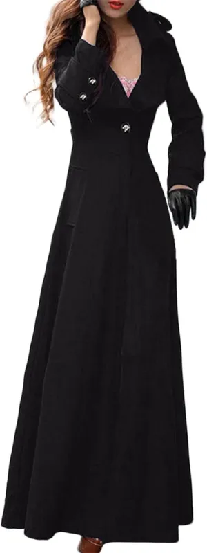 HXHYQKP Women's Wool Blend Long Coat Overcoat Woolen Coat Casual Winter Outerwear Vintage Warm Jacket