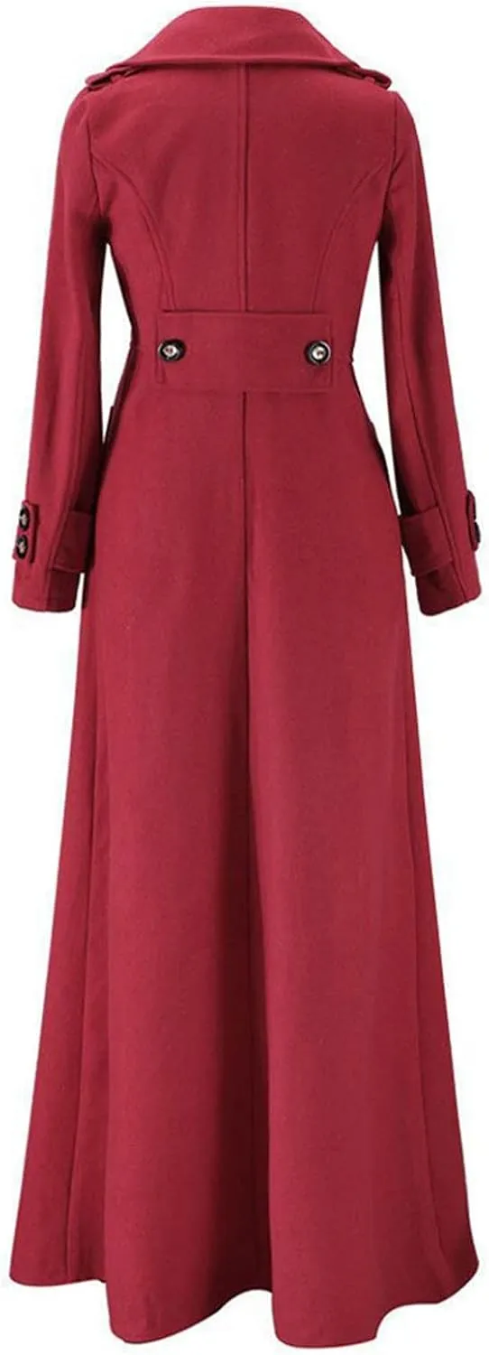 HXHYQKP Women's Wool Blend Long Coat Overcoat Woolen Coat Casual Winter Outerwear Vintage Warm Jacket