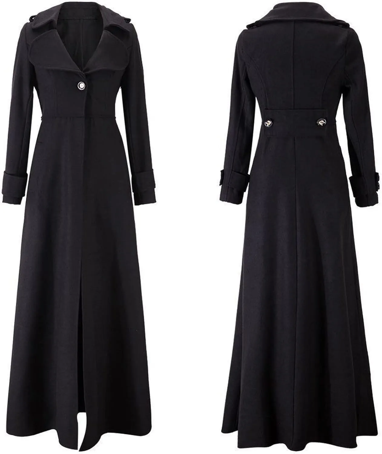 HXHYQKP Women's Wool Blend Long Coat Overcoat Woolen Coat Casual Winter Outerwear Vintage Warm Jacket