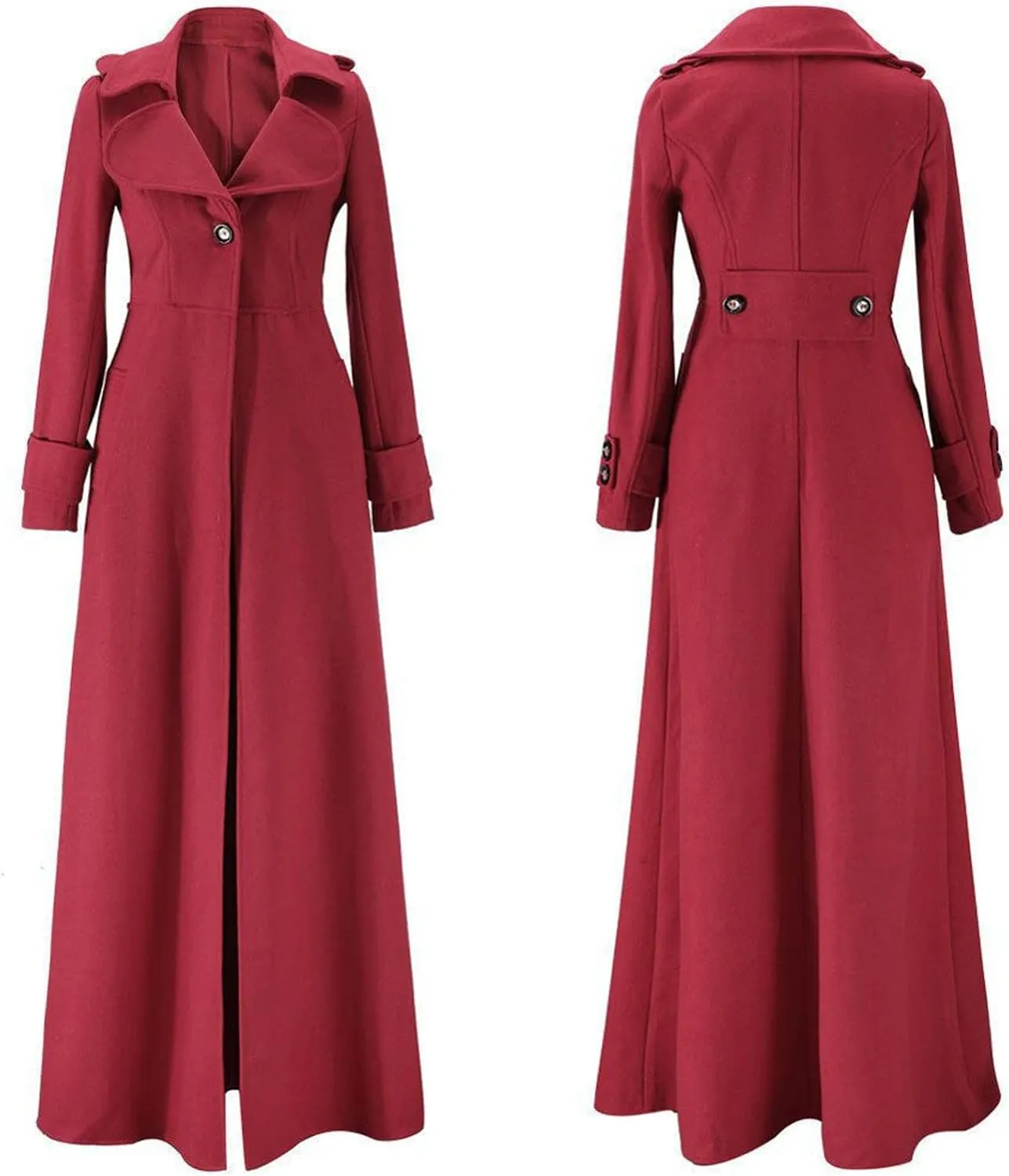 HXHYQKP Women's Wool Blend Long Coat Overcoat Woolen Coat Casual Winter Outerwear Vintage Warm Jacket