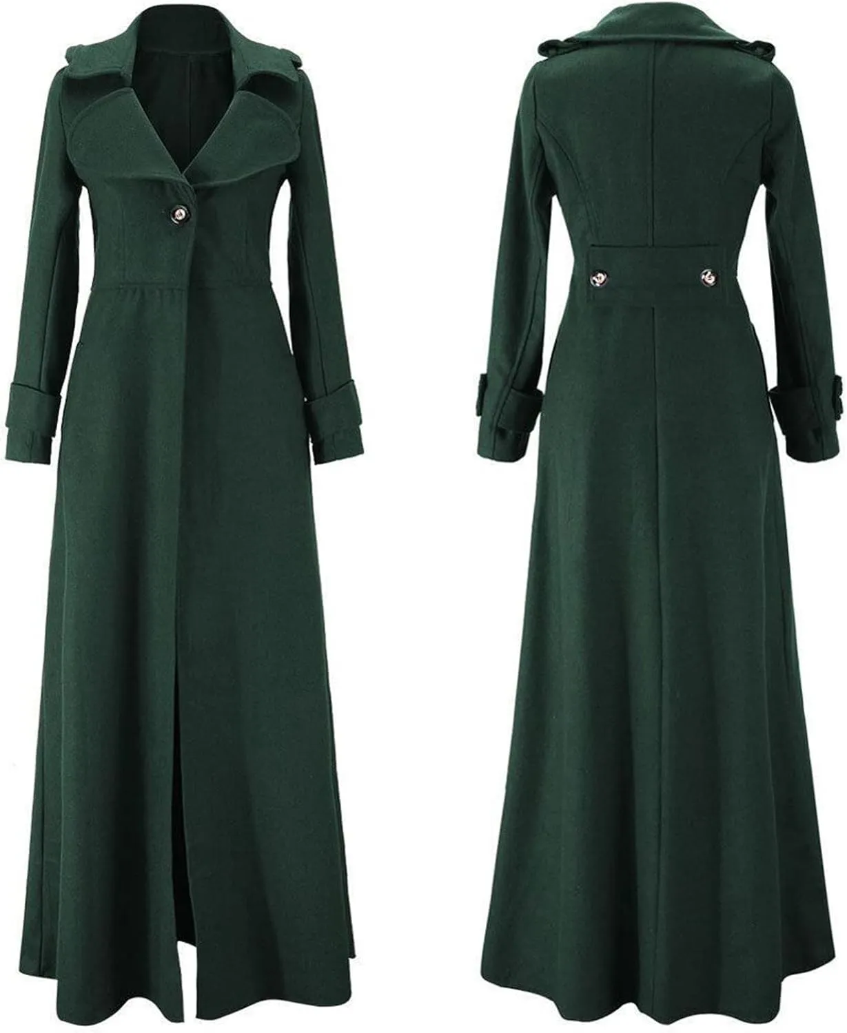 HXHYQKP Women's Wool Blend Long Coat Overcoat Woolen Coat Casual Winter Outerwear Vintage Warm Jacket
