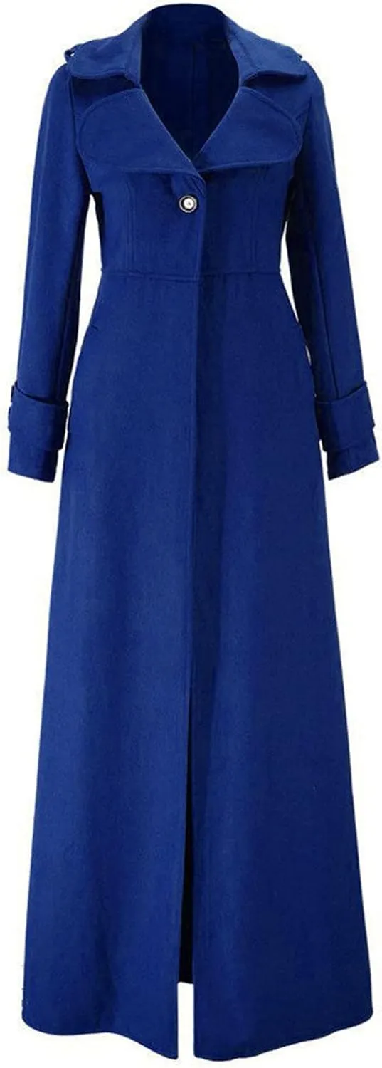 HXHYQKP Women's Wool Blend Long Coat Overcoat Woolen Coat Casual Winter Outerwear Vintage Warm Jacket