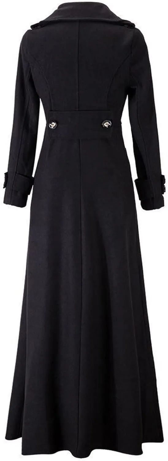 HXHYQKP Women's Wool Blend Long Coat Overcoat Woolen Coat Casual Winter Outerwear Vintage Warm Jacket