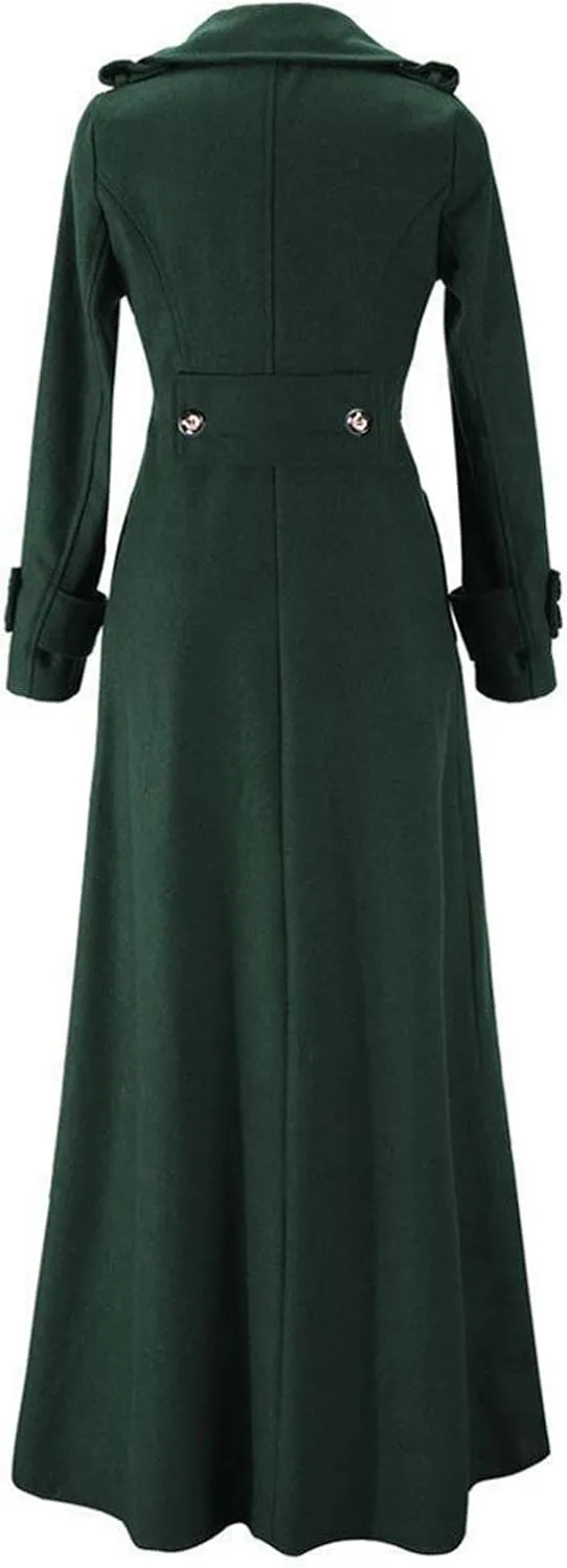 HXHYQKP Women's Wool Blend Long Coat Overcoat Woolen Coat Casual Winter Outerwear Vintage Warm Jacket