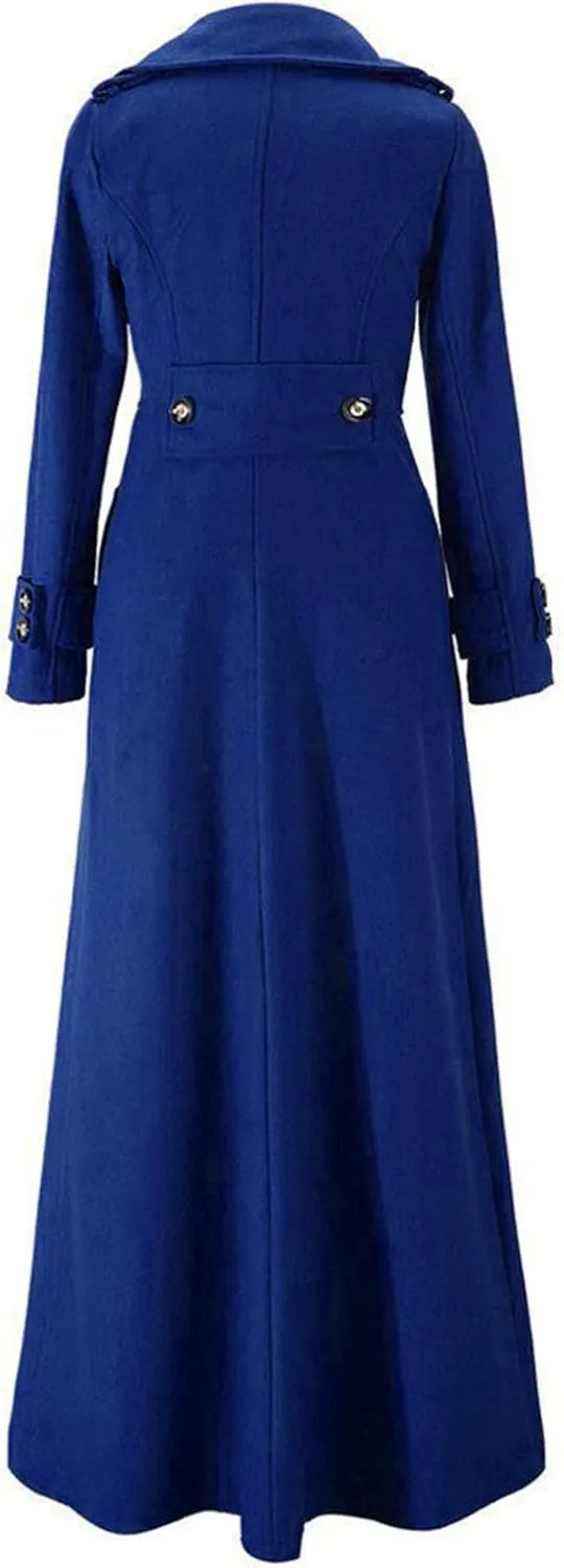 HXHYQKP Women's Wool Blend Long Coat Overcoat Woolen Coat Casual Winter Outerwear Vintage Warm Jacket