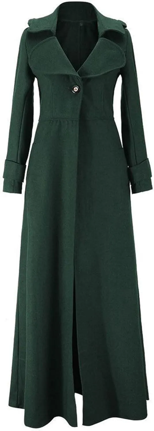 HXHYQKP Women's Wool Blend Long Coat Overcoat Woolen Coat Casual Winter Outerwear Vintage Warm Jacket