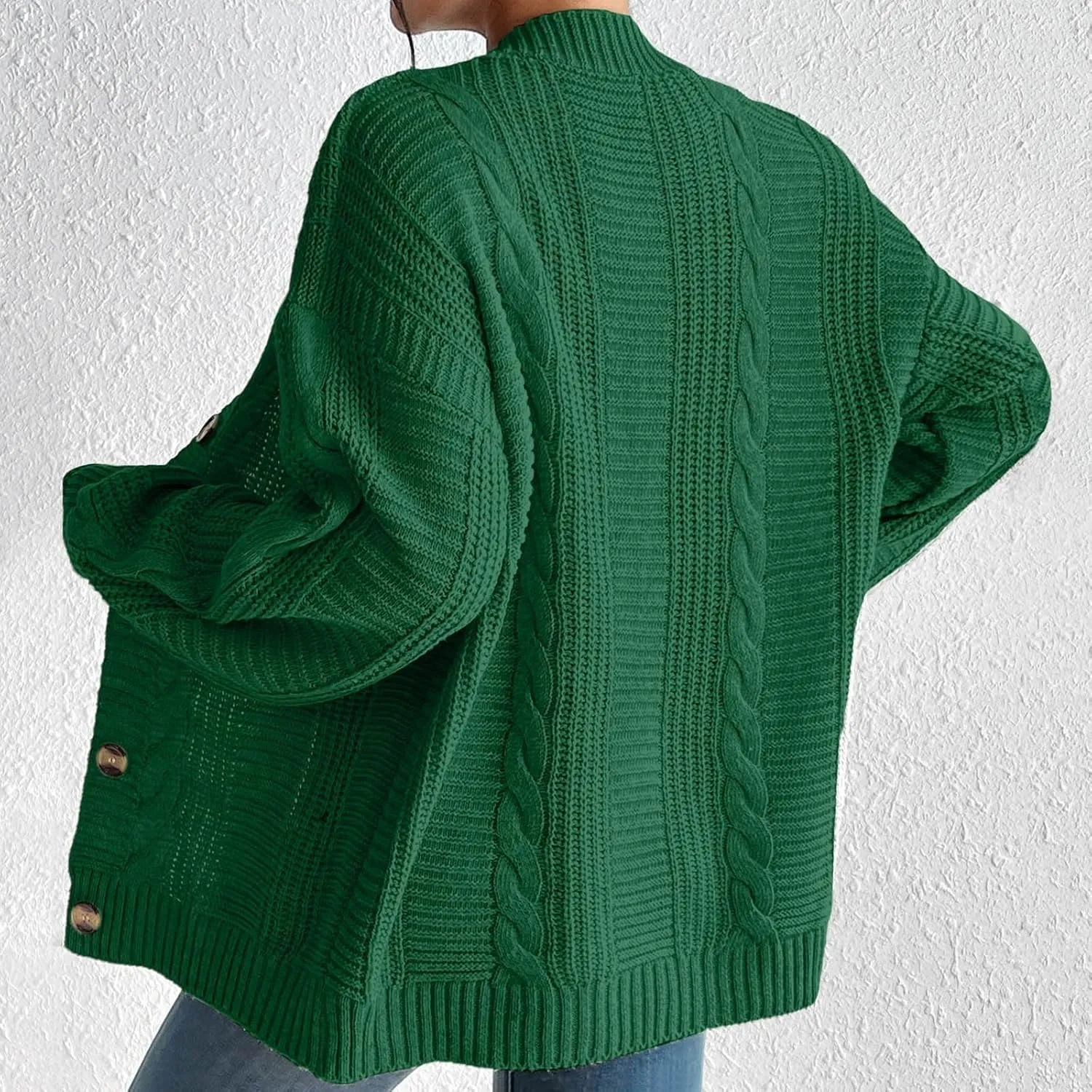 iLH Cardigan Sweaters for Women Chunky Cable Knit Sweater Open Front Crochet Outwear Coats Button down Fall Jackets