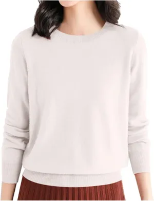 iLH Sweater for Women 2024 Fall Winter Merino Sweaters Cozy Knit Pullover Tops Long Sleeve Crew Neck Lightweight Shirts