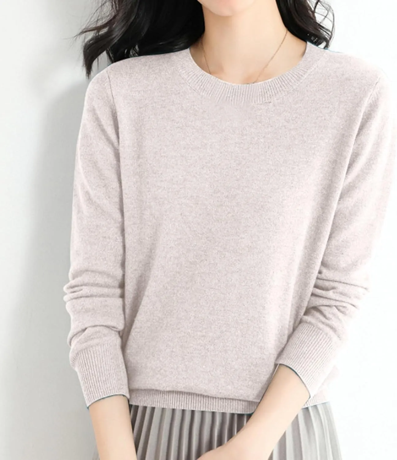 iLH Sweater for Women 2024 Fall Winter Merino Sweaters Cozy Knit Pullover Tops Long Sleeve Crew Neck Lightweight Shirts