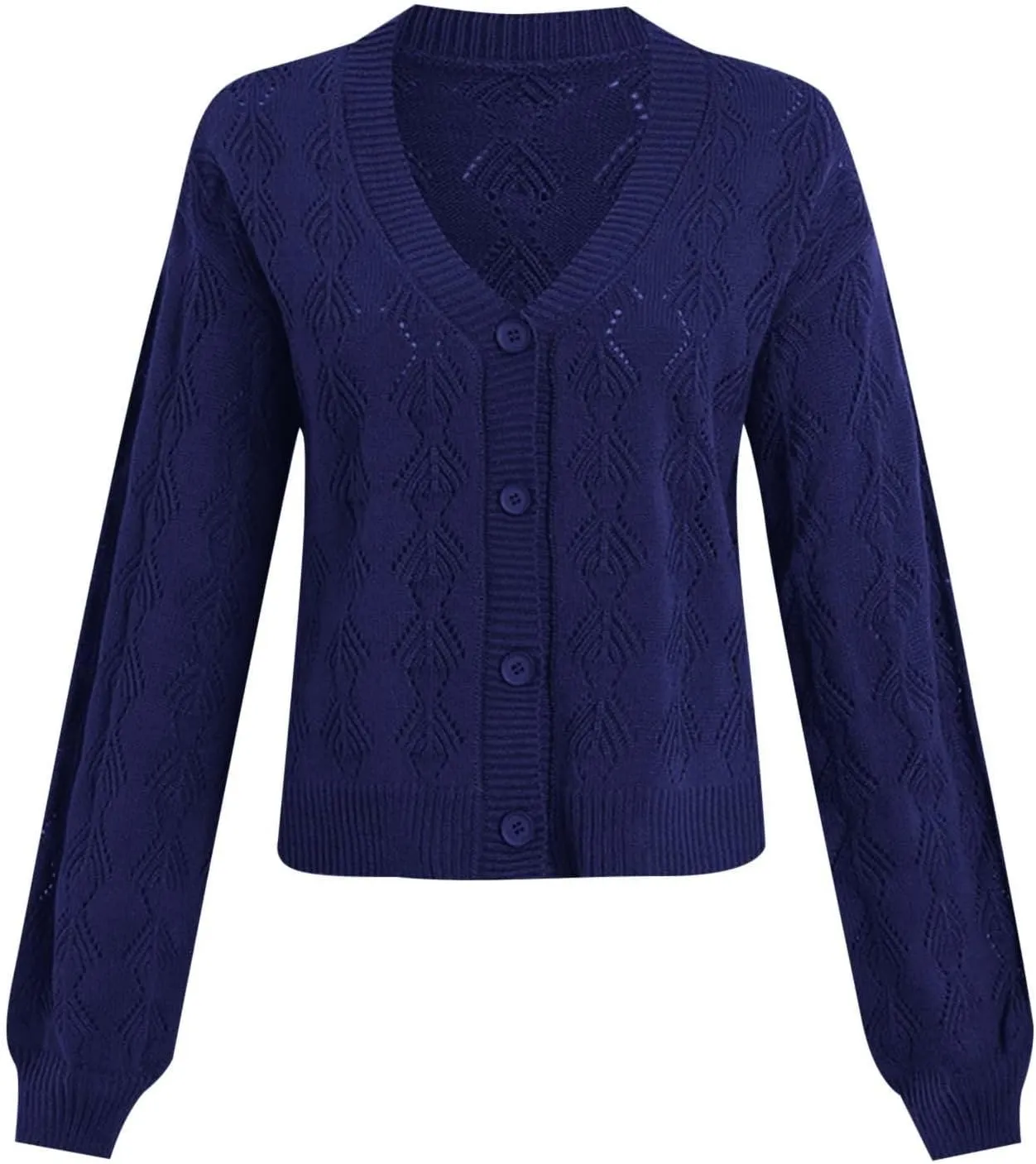 iLH Womens Cardigan 2024 Fall Lightweight Open Front Sweater V Neck Button Down Knit Outerwear Loose Crochet Jacket
