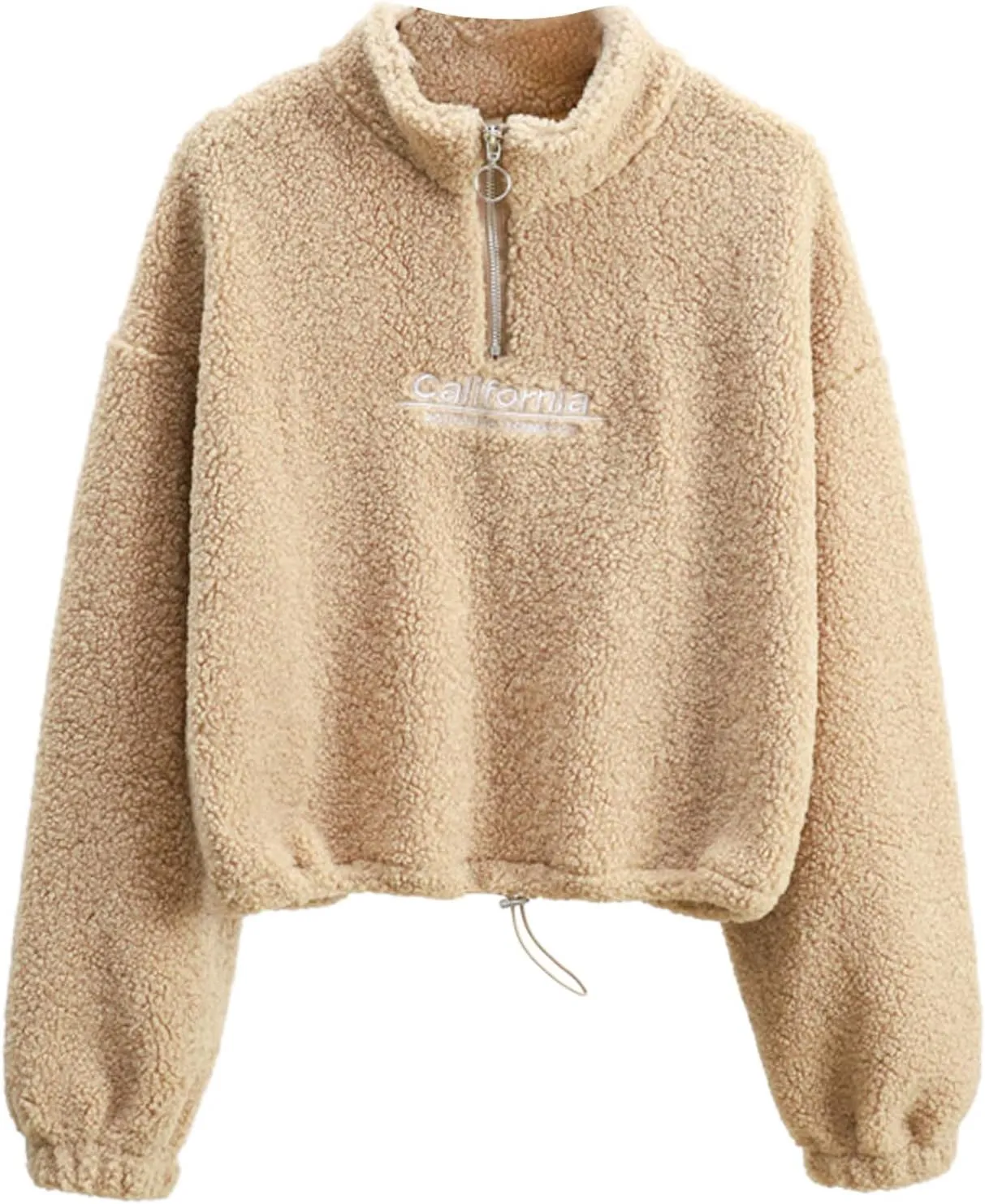 iLH Womens Cropped Fleece Hoodies Stand Collar Zip Up Pullover Sweatshirts For Women Soft Thermal Streetwear Leisure Hoodies
