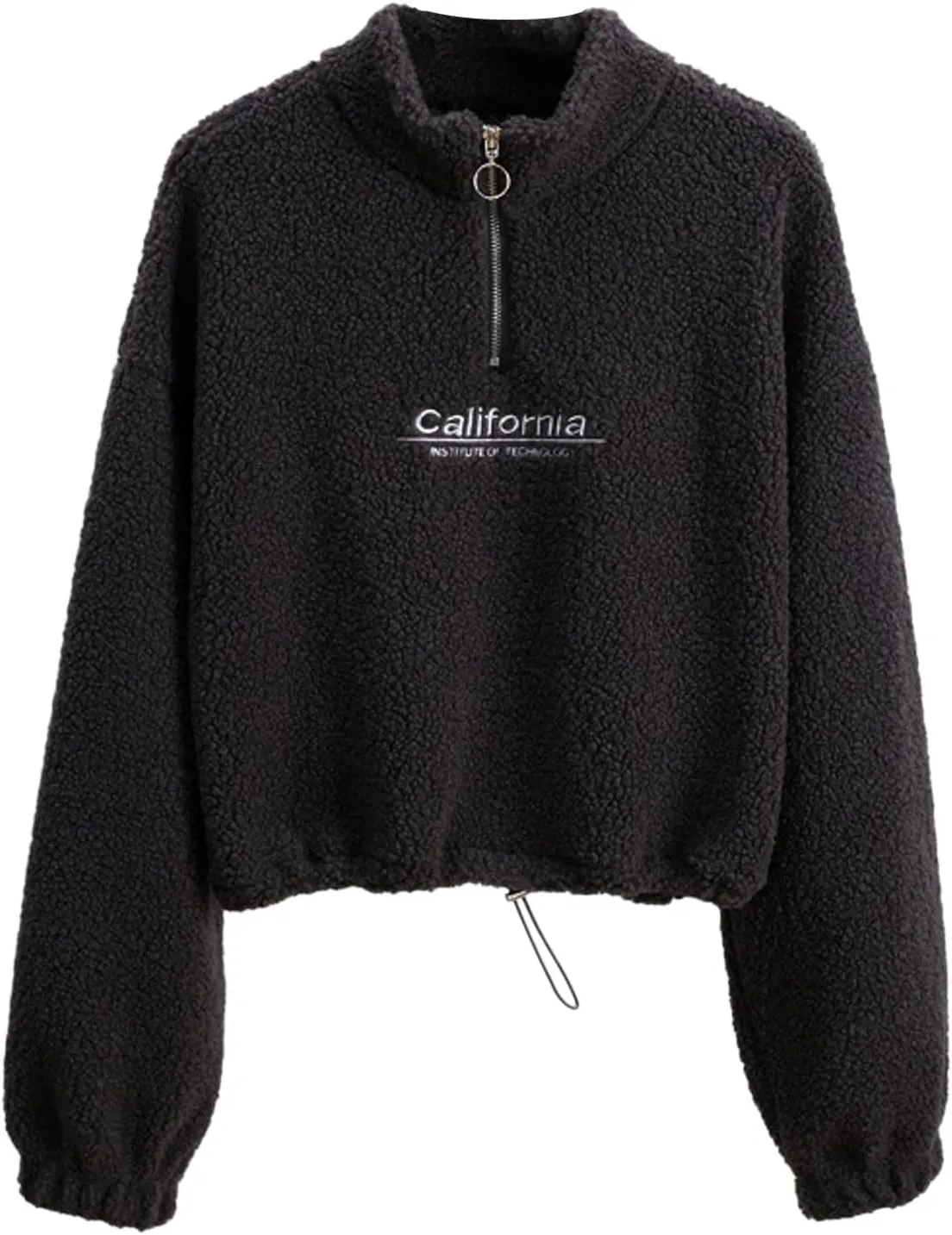 iLH Womens Cropped Fleece Hoodies Stand Collar Zip Up Pullover Sweatshirts For Women Soft Thermal Streetwear Leisure Hoodies