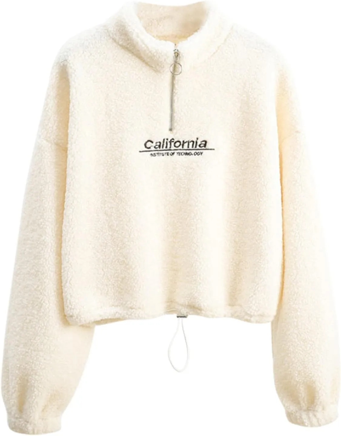 iLH Womens Cropped Fleece Hoodies Stand Collar Zip Up Pullover Sweatshirts For Women Soft Thermal Streetwear Leisure Hoodies