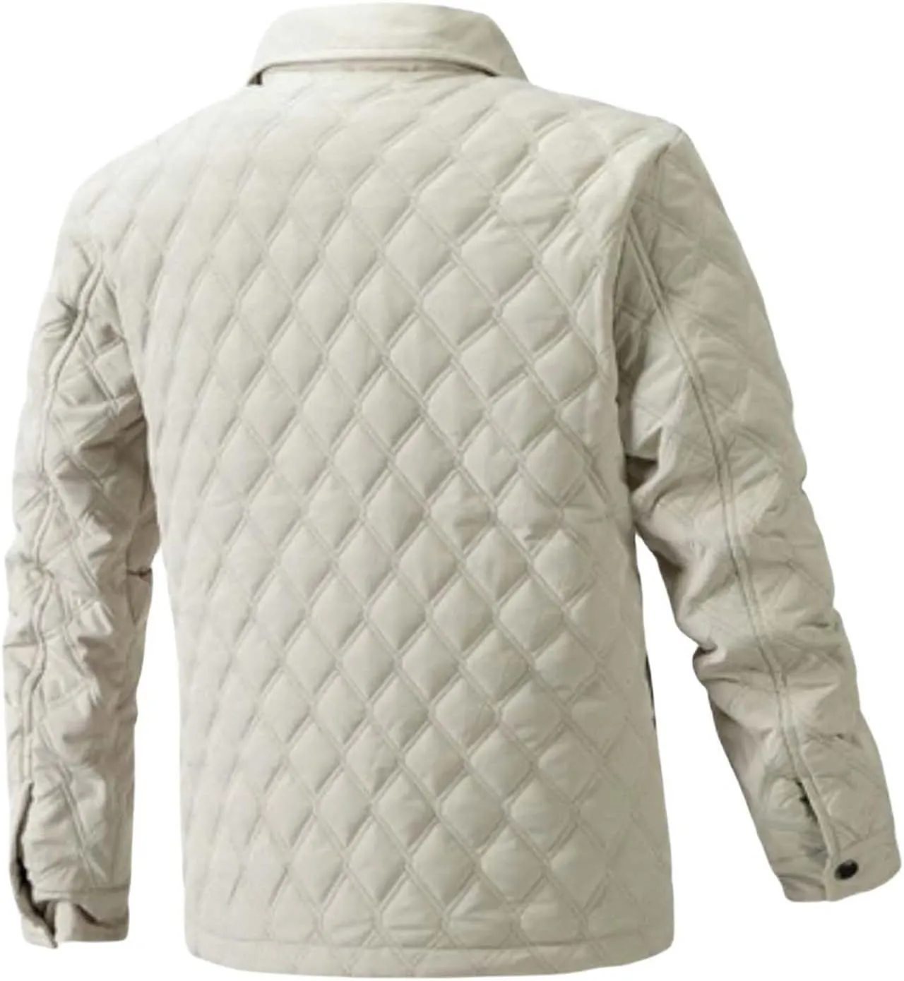 Jackets for Men Diamond Quilted Puffer Down Jacket Lightweight Business Casual Button Down Shirts Shacket Collared Tops