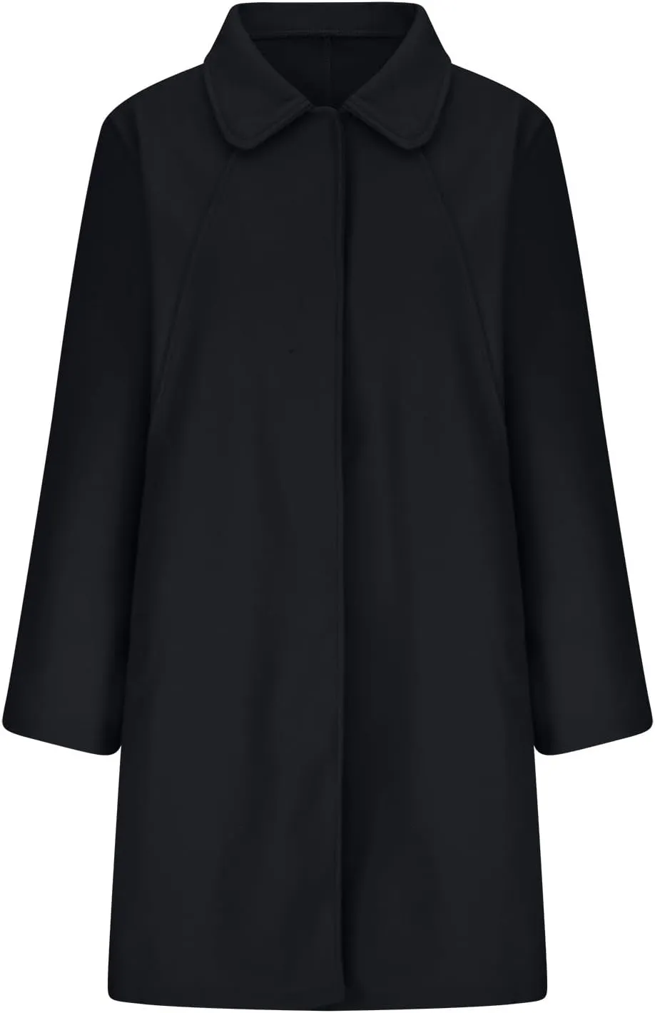 JOAU Women's Mid-Length Trench Coat Casual Fashion Slim Fit Lapel Button Down Wool Blend Pea Coats Elegant Overcoat Jackets