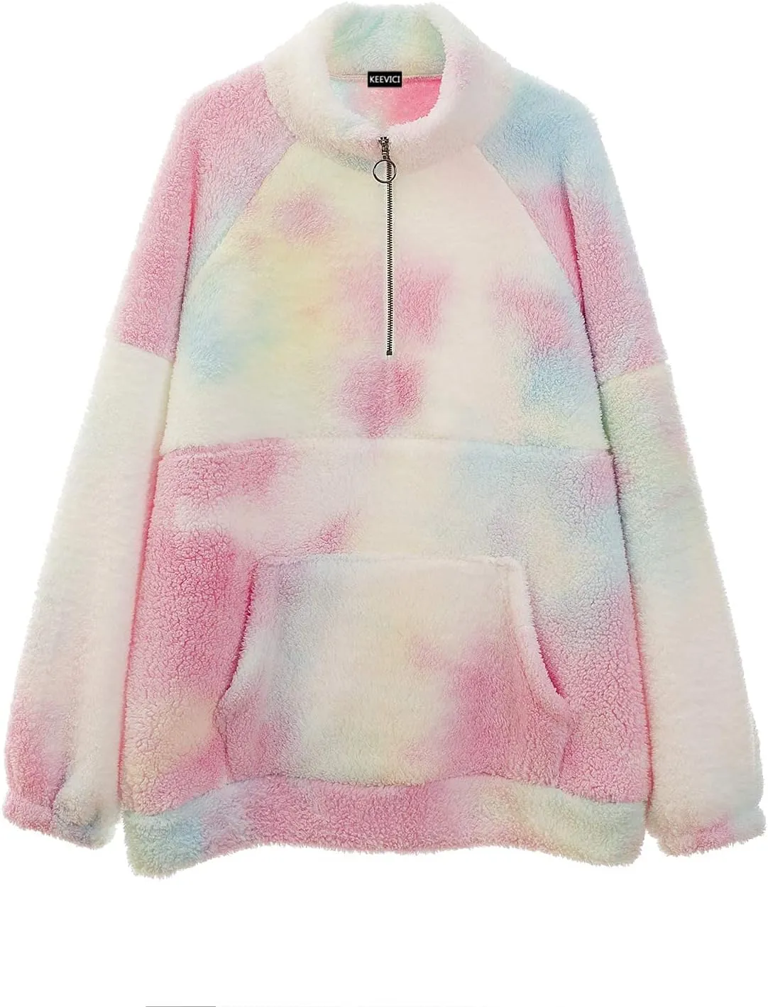 KEEVICI Womens Tie Dye Hoodie Cozy Oversize Fluffy Fleece Sweatshirt Pullover Outwear