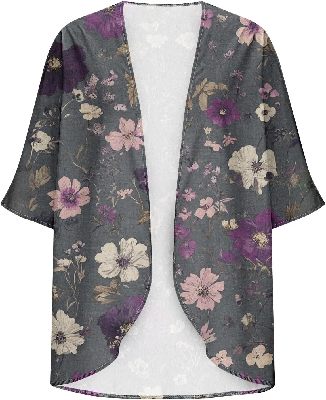 Kimono Cardigans for Women Lightweight Bathing Suit Cover Up 3/4 Sleeve Cardigan Summer Vacation Outfits
