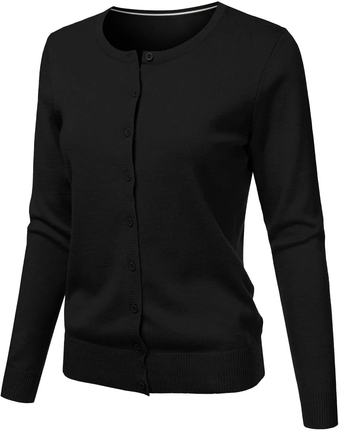Ladies Button Round Neck Long Sleeve Soft Knitted Cardigan Sweater Women Cardigans for Women Plus Size Pockets