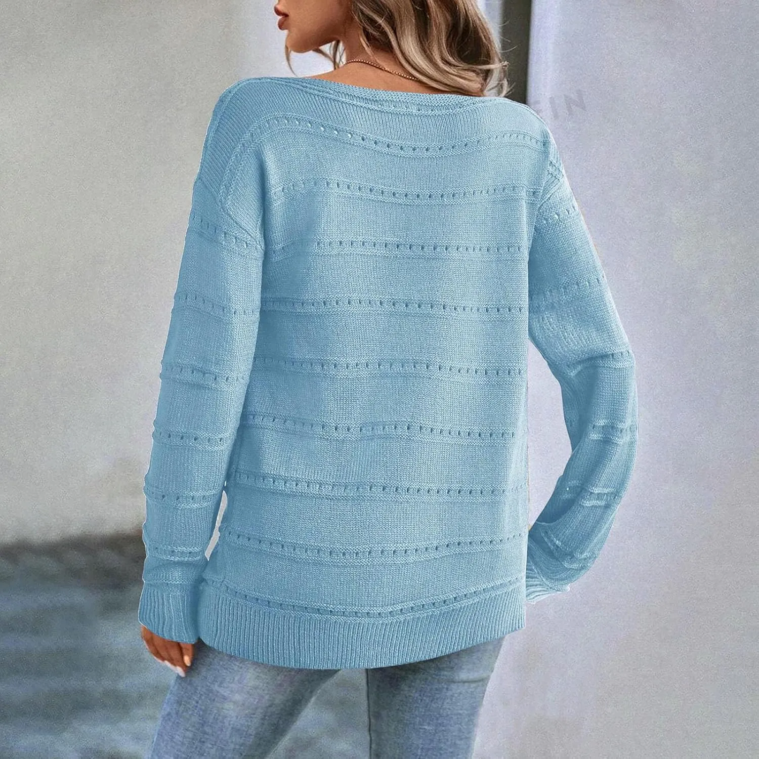 Lastesso Fall Sweaters for Women 2024 Lightweight Soft Long Sleeve Sweater Breathable Knitted Long Sleeve Slouchy Clothes