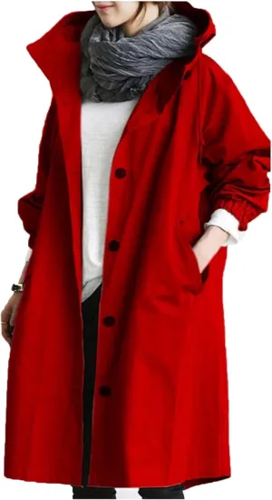 LCMTWX Women Trench Coat Hooded Coat Outwear Womens Elegant Windbreaker Wild Winter Women's Coat Women Trench Coat Women