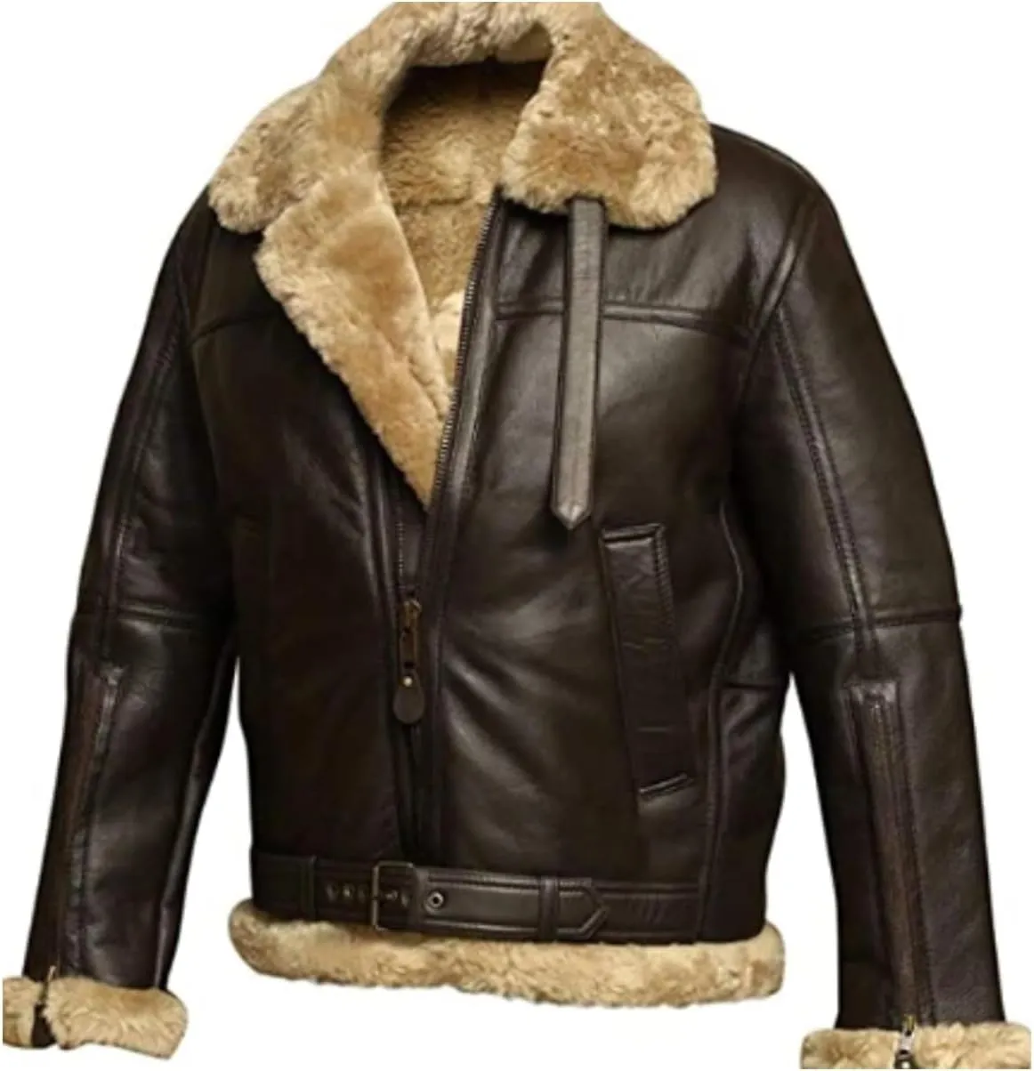 Leather Jacket Men Faux Suede Leather Coat Fur Hooded Sherpa Lined Thickened Warm Jacket Zipper Outwear Winter