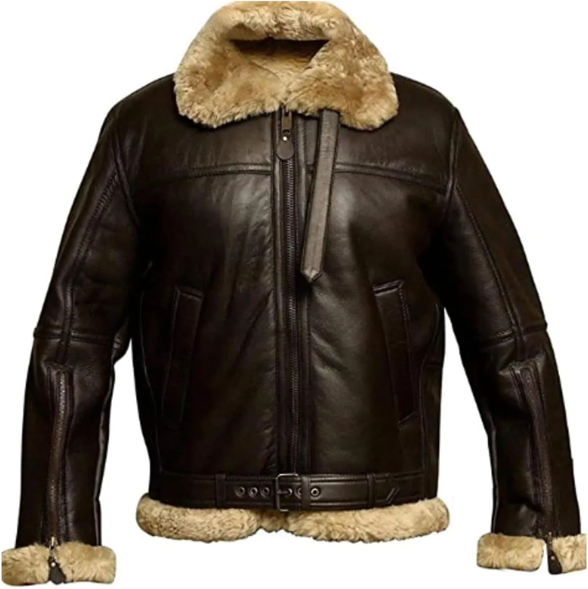 Leather Jacket Men Faux Suede Leather Coat Fur Hooded Sherpa Lined Thickened Warm Jacket Zipper Outwear Winter