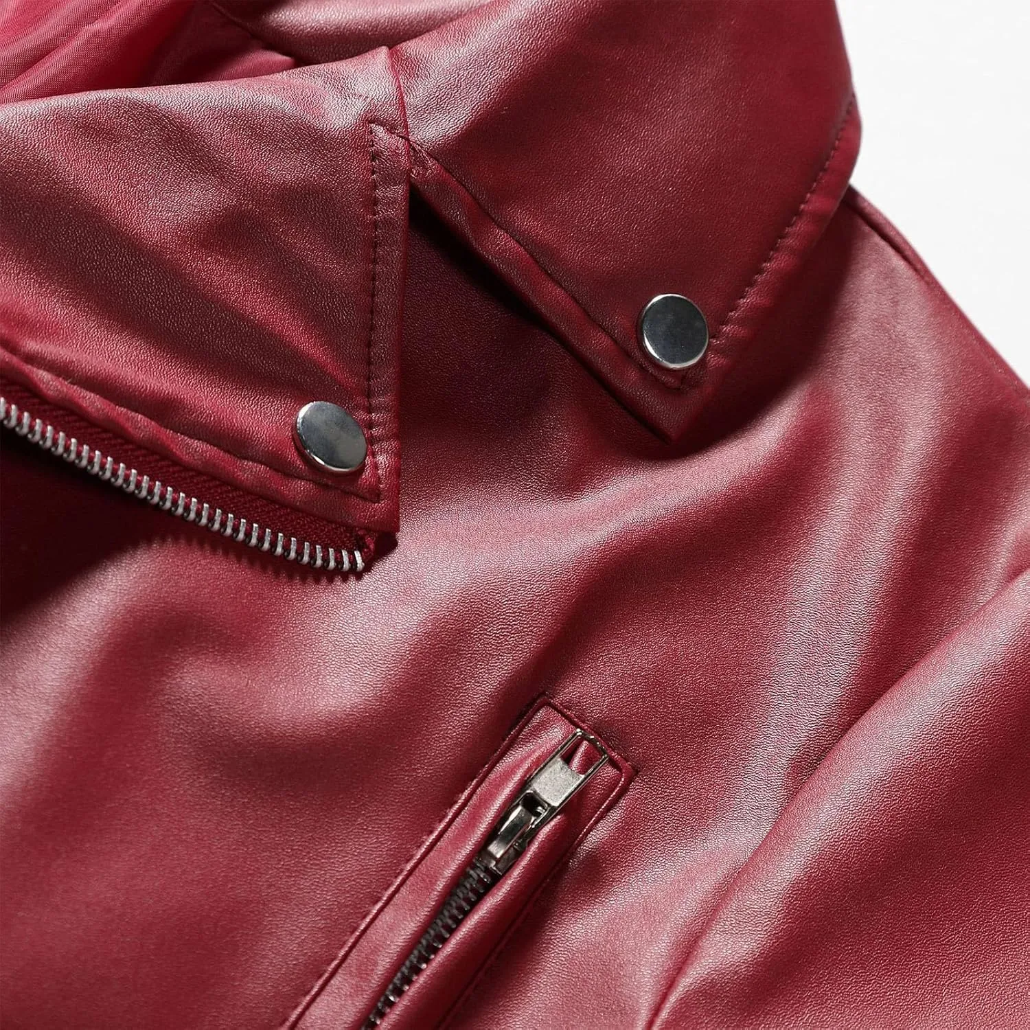 Leather Jacket Men Long Sleeve Bomber Motorcycle Jackets Zip Up Outwear Sports Basic Biker Winter Coat with Pockets