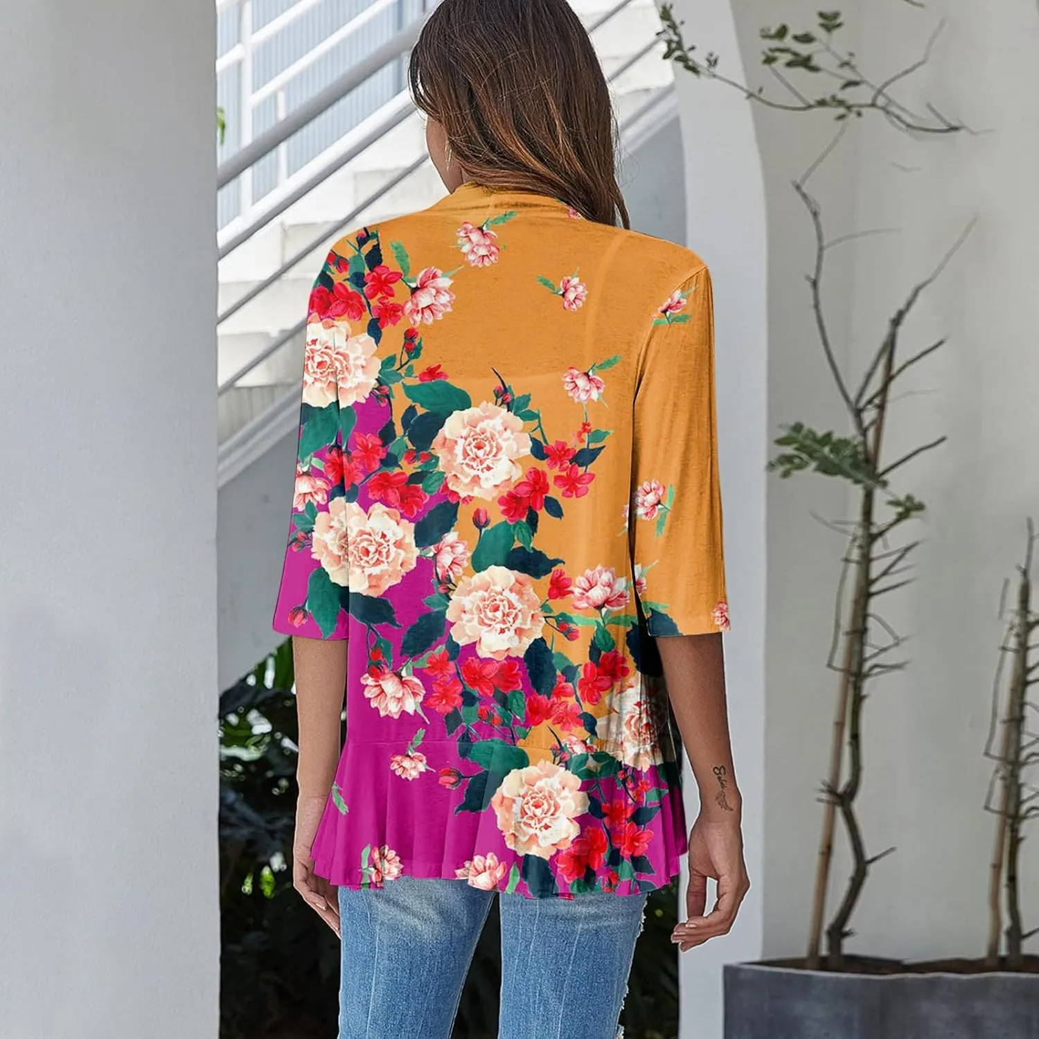 Lightweight Flutter Cardigan for Women Casual 3/4 Sleeve Cardigans for Women Long Fall Cardigan Sweaters for Women