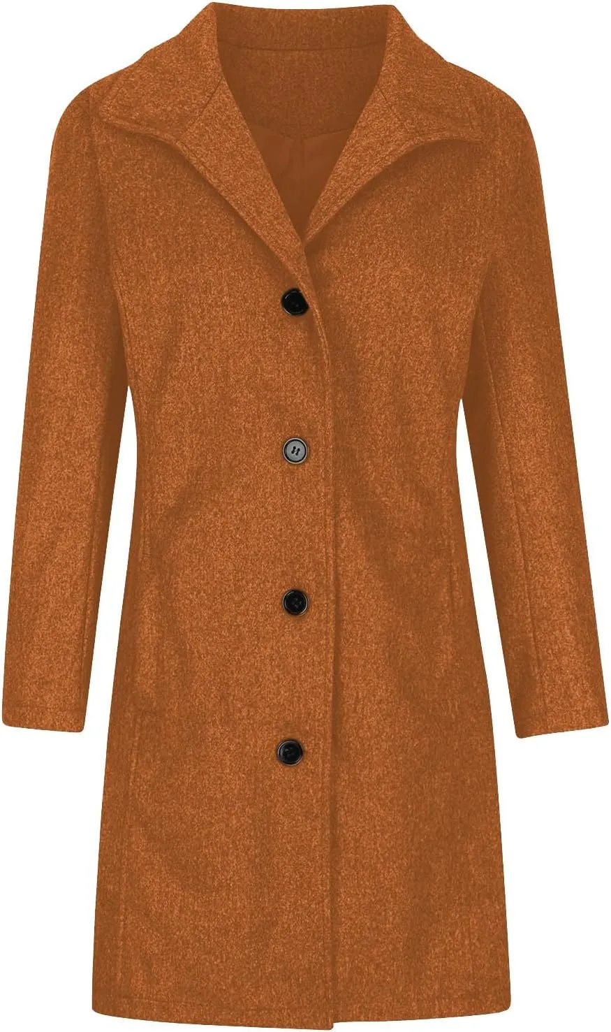 Lmdudan Long Pea Coats for Women Winter Stand Collar Single Breasted Wool Coats Wool Blend Peacoat Thicken Blazer Jackets
