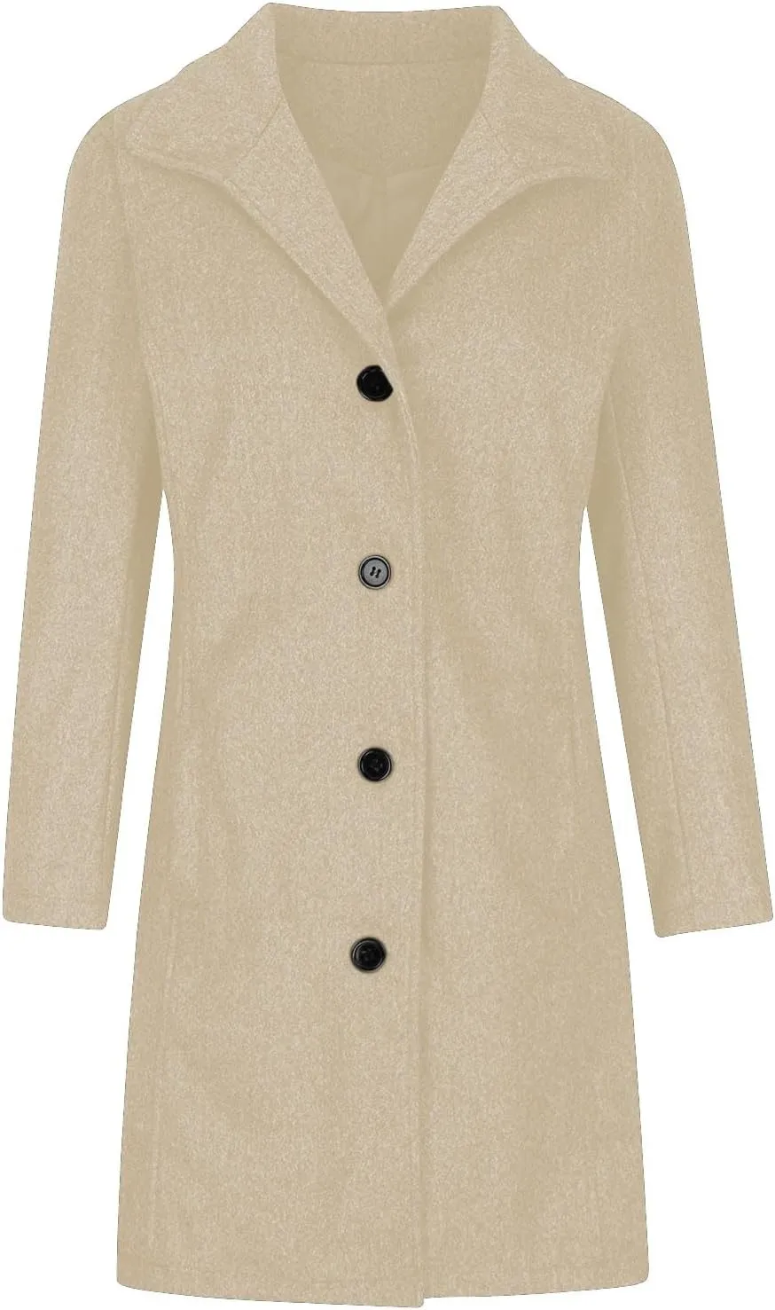 Lmdudan Long Pea Coats for Women Winter Stand Collar Single Breasted Wool Coats Wool Blend Peacoat Thicken Blazer Jackets