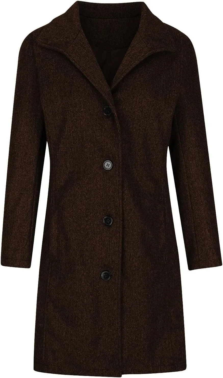 Lmdudan Long Pea Coats for Women Winter Stand Collar Single Breasted Wool Coats Wool Blend Peacoat Thicken Blazer Jackets