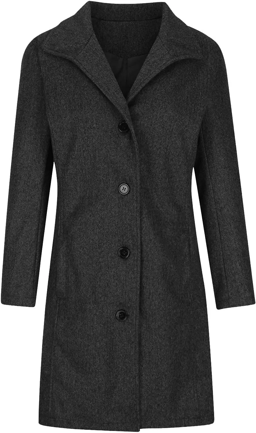Lmdudan Long Pea Coats for Women Winter Stand Collar Single Breasted Wool Coats Wool Blend Peacoat Thicken Blazer Jackets