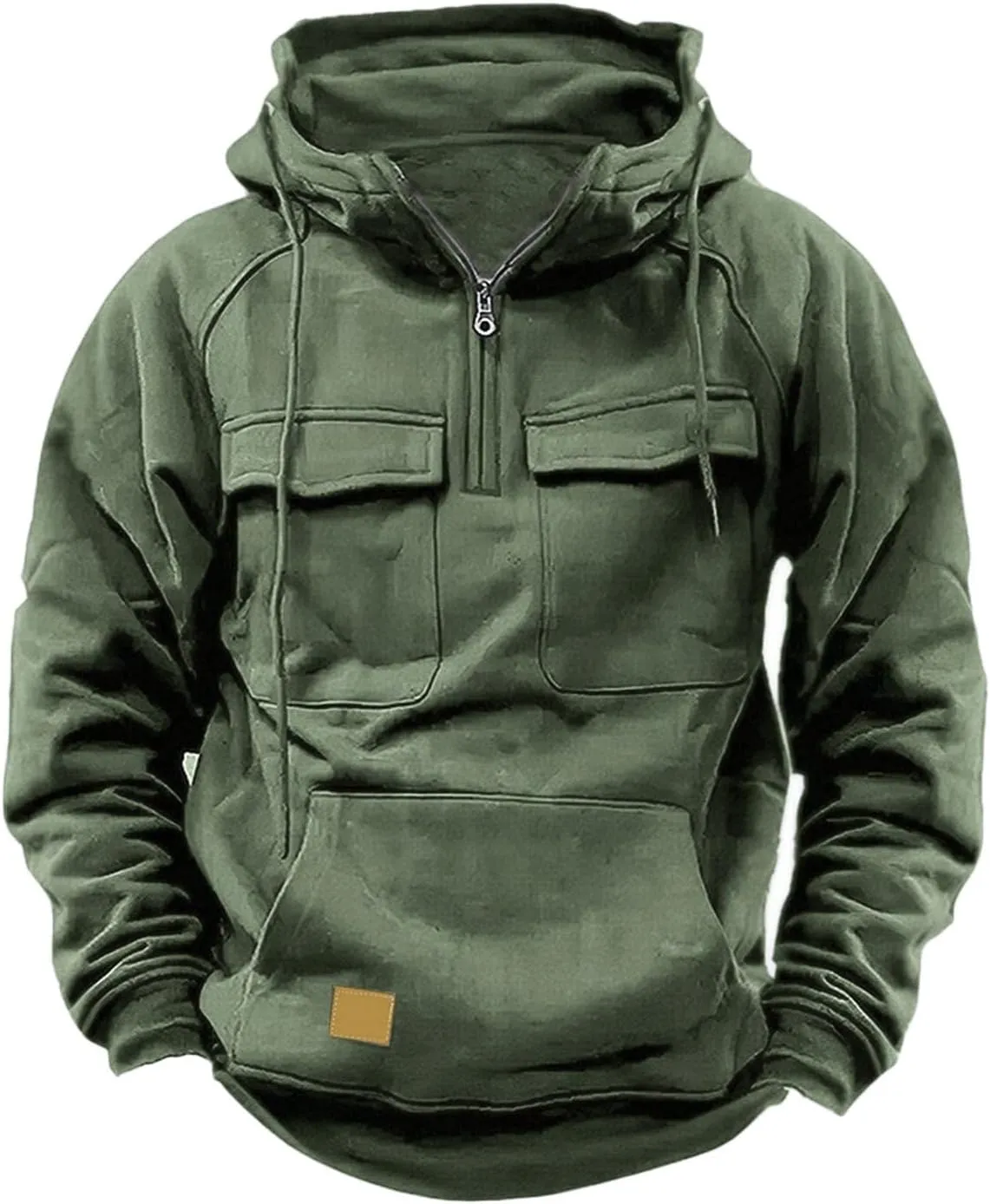 Lmdudan Mens Outdoor Jacket Tactical Top Hoodie Sweatshirt Quarter Zip Up Pullover Workout Sports Winter Jackets with Pockets