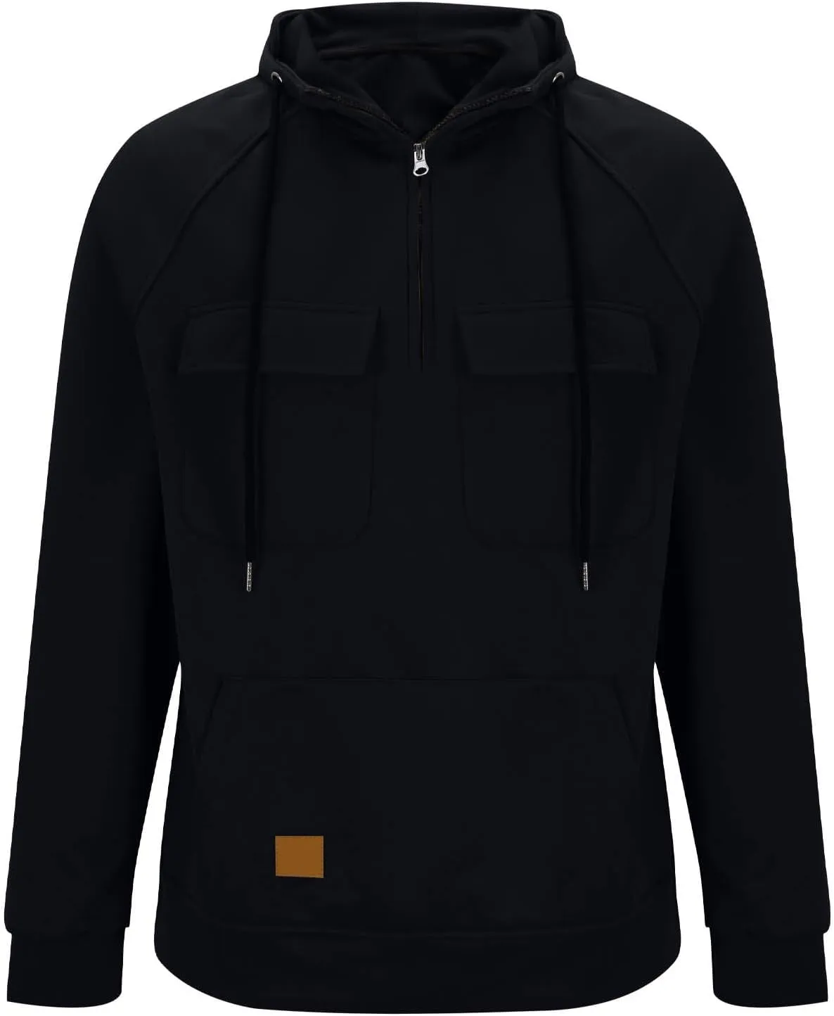Lmdudan Mens Quarter Zip Pullover Hoodies with Cargo Pockets Tactical Hooded Sweatshirt Vintage Jacket Coats 2024 Fall Winter
