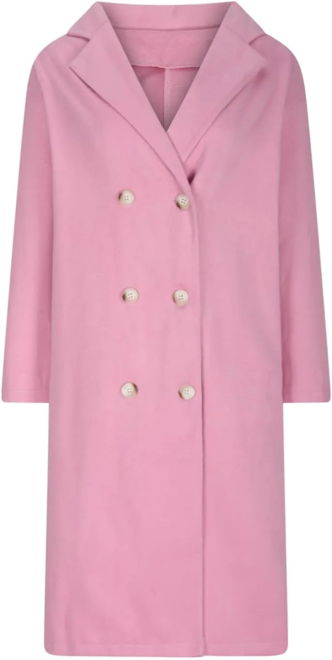 Lmdudan Women's Classic Notched Collar Open Front Cardigan Wool Blend Warm Long Trench Coat Lightweight Fall Outdoor Coats