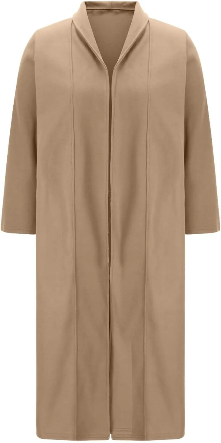 Lmdudan Wool Blend Coat for Women Elegant Shawl Collar Open Front Coats Formal Work Mid Long Winter Pea Coat Outwear Tops
