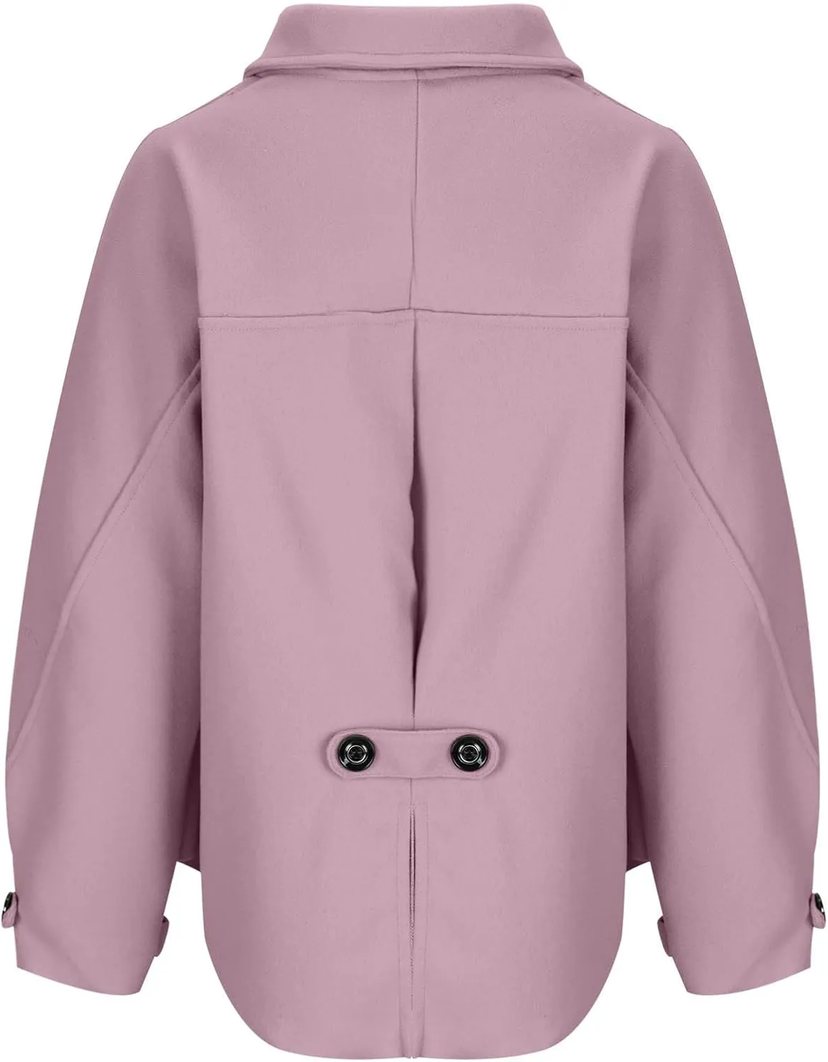 Lmdudan Wool Shacket Jacket for Women Oversized Long Sleeve Pea Coat Jackets Button Down Wool Blend Coats with Pocket