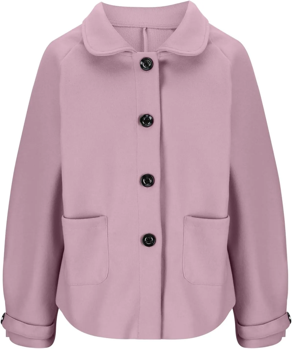 Lmdudan Wool Shacket Jacket for Women Oversized Long Sleeve Pea Coat Jackets Button Down Wool Blend Coats with Pocket