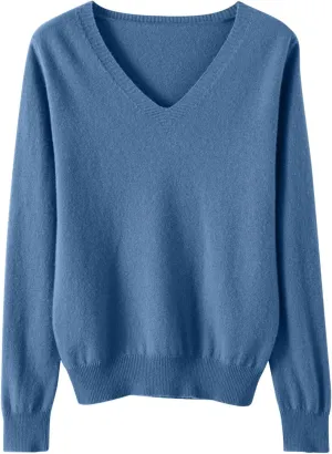 Long Sleeve Sweaters for Women Sexy v Neck Lightweight Knitted Sweater Tops Casual Loose Soft Pullover Jumper