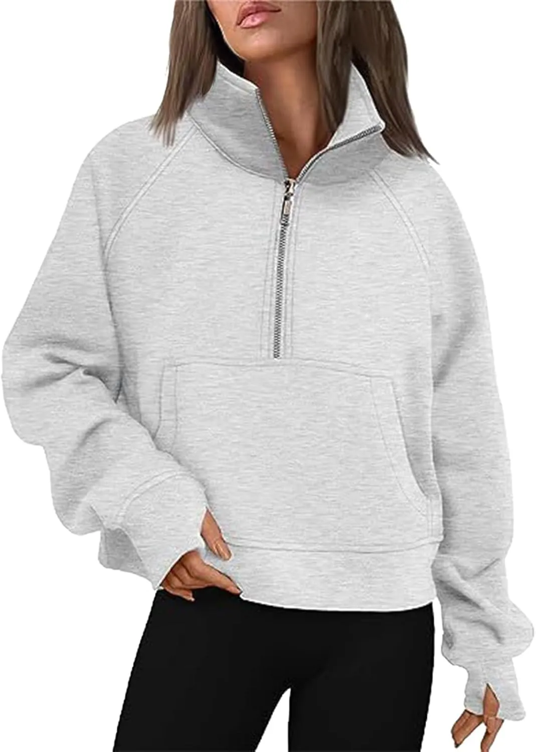Masbird Hoodies for Women Womens Sweatshirts Half Zip Cropped Pullover Fleece Quarter Zipper Hoodies Fall Outfits Clothes